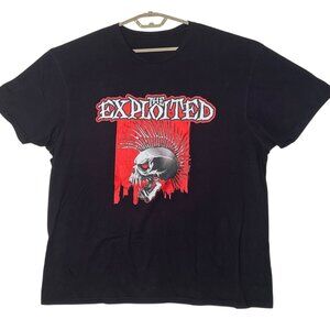 Exploited Band Graphic Black T-Shirt Punk Rock Skull Design  2XL Cotton Mens Tee